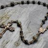 Padre Pio Onyx & Kambaba Jasper Rosary in Bronze