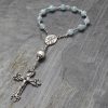 Hand-Made Aquamarine and Freshwater Pearl Single Decade Rosary