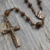 Saint Benedict Coconut Wood Rosary in Bronze