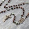 Large Saint Joseph Red Tiger Eye & Emerald Rosary Hand-Made in Bronze