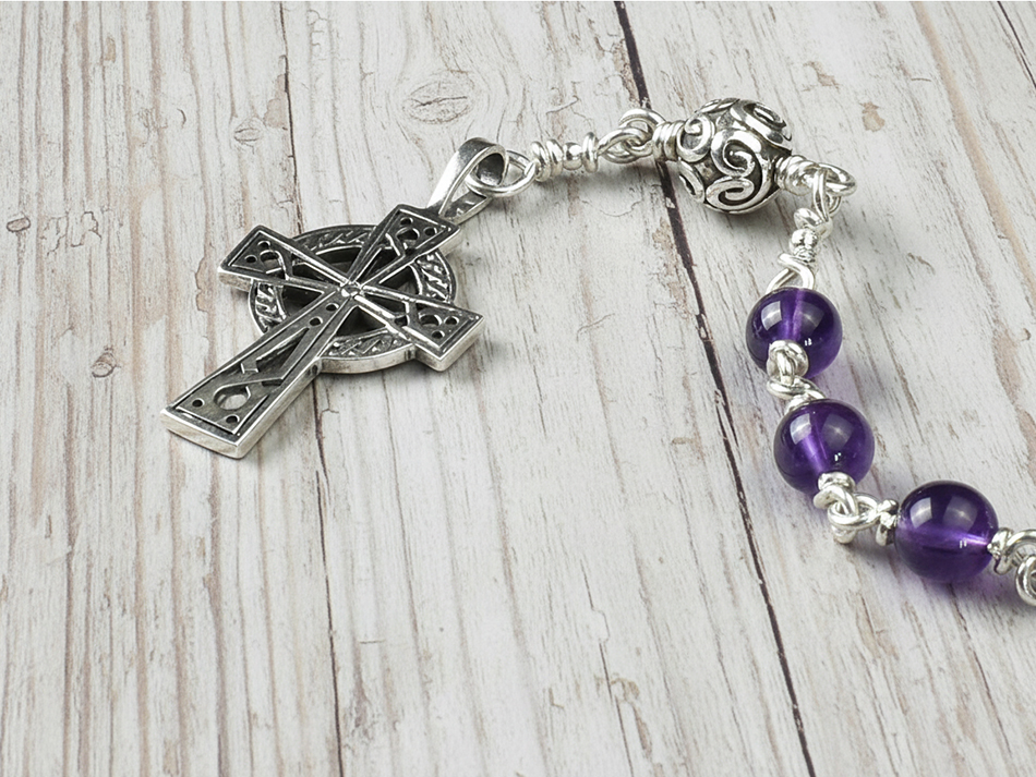 Amethyst & Bali Bead Sterling Silver Rosary