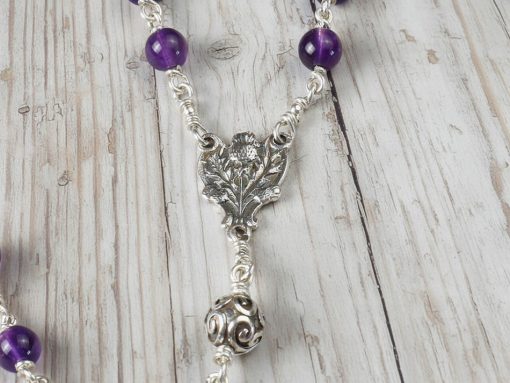 Amethyst & Bali Bead Sterling Silver Rosary - Image 3