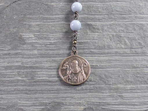 Saint Benedict Angel Stone Rosary. Hand Made in Bronze.